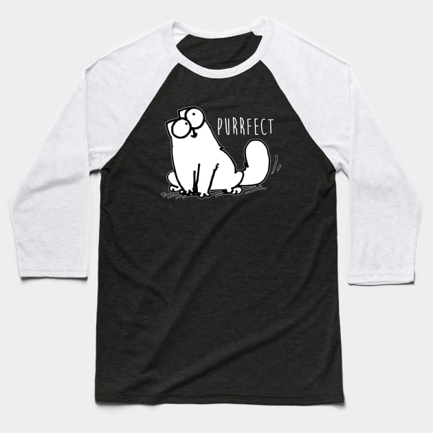 Simons Cat Purrfect Funnyy Baseball T-Shirt by devanpm